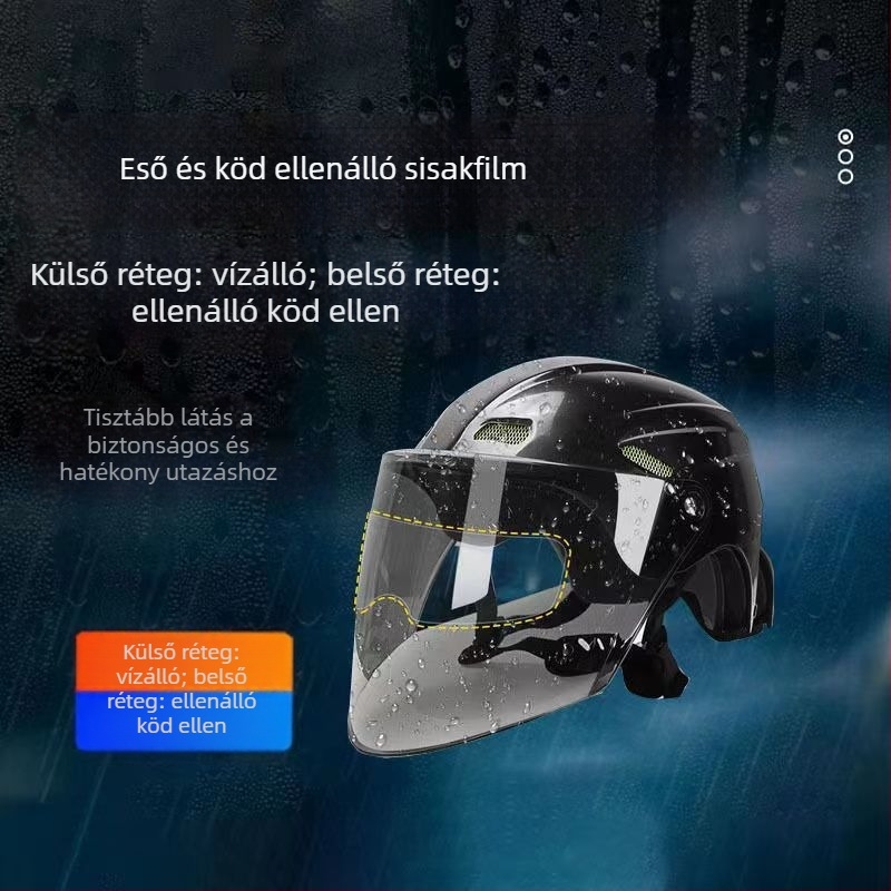 Páramentesítő sisak vizor fólia – univerzális, nano membrán, HD lencse, vízálló