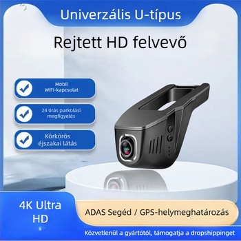 Kétlencsés autós dash cam, 1080p, 170°-os széles látószög, WiFi, parkoló megfigyelés