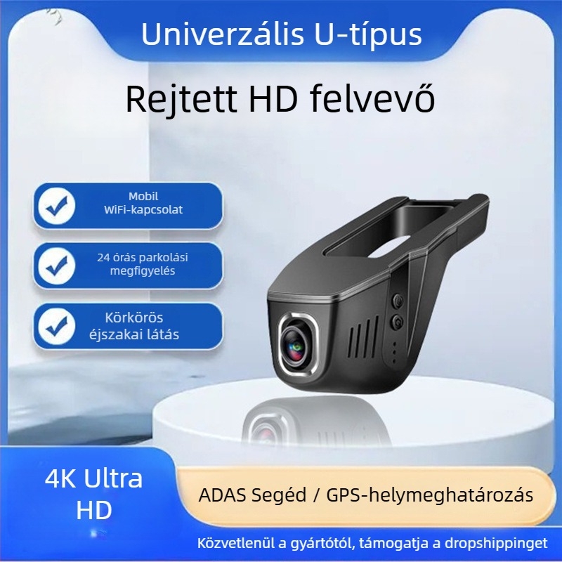 Kétlencsés autós dash cam, 1080p, 170°-os széles látószög, WiFi, parkoló megfigyelés