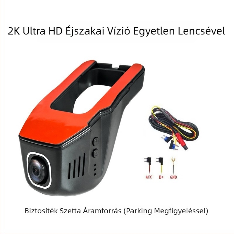 Kétlencsés autós dash cam, 1080p, 170°-os széles látószög, WiFi, parkoló megfigyelés