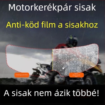 Motorkerékpáros sisak látóvörü nano-filme: eső- és páramentes, vízálló; univerzális illeszkedés; saját márkás címke elérhető