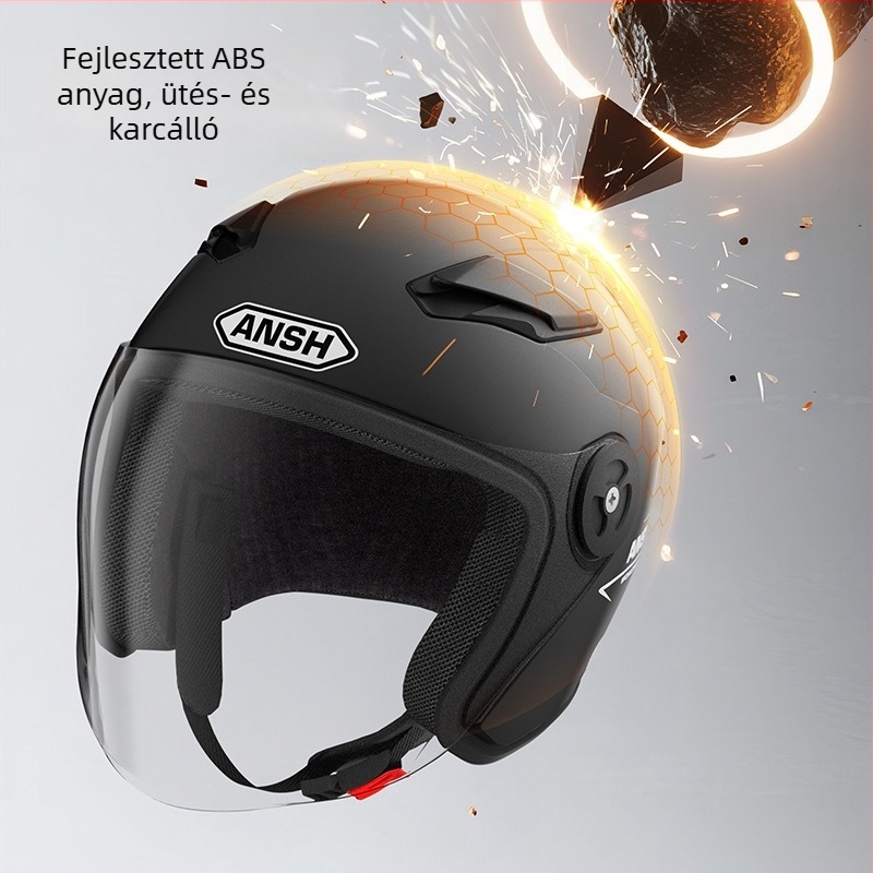 Ansh elektromos motorkerékpár sisak kettős lencsével, 3/4 stílus, ABS, 3C tanúsítvány