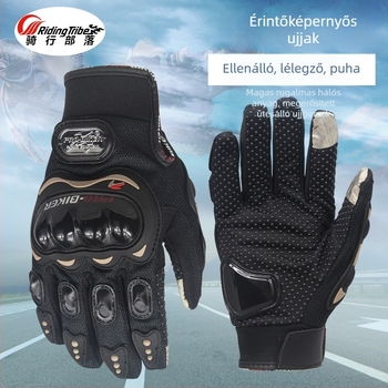 Riding Tribe érintőképernyős kesztyűk – lélegzőek, csúszásmentesek és esés elleni védelemmel, nyári motorkerékpáros kesztyűk lovag-stílusban 01C