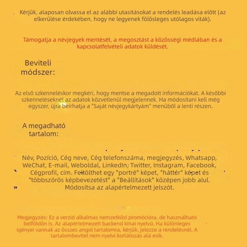 NFC/RFID okos névjegykártya, érintés nélküli, 144 bájt tárhely, 100000 törlési ciklus, -25°C–75°C működési hőmérséklet