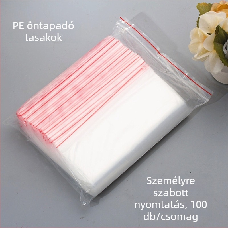 Átlátszó PE tasak cipzárral, élelmiszer- és mindennapi használatra