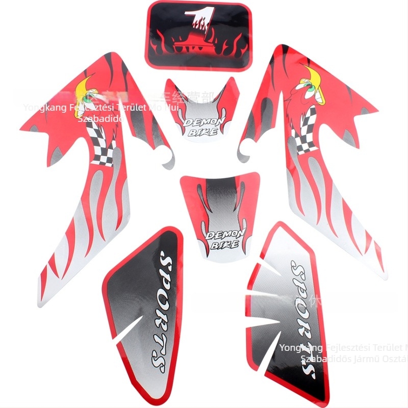 Honda CRF50 XR50-110cc terepmotorhoz teljes decálkészlet – csíkos grafika