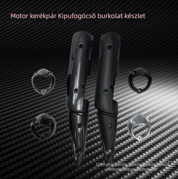 Motorkerékpár kipufogócső fedél MX-S002, szélálló, karbon rost mintázat, univerzálisan kompatibil, MX márka