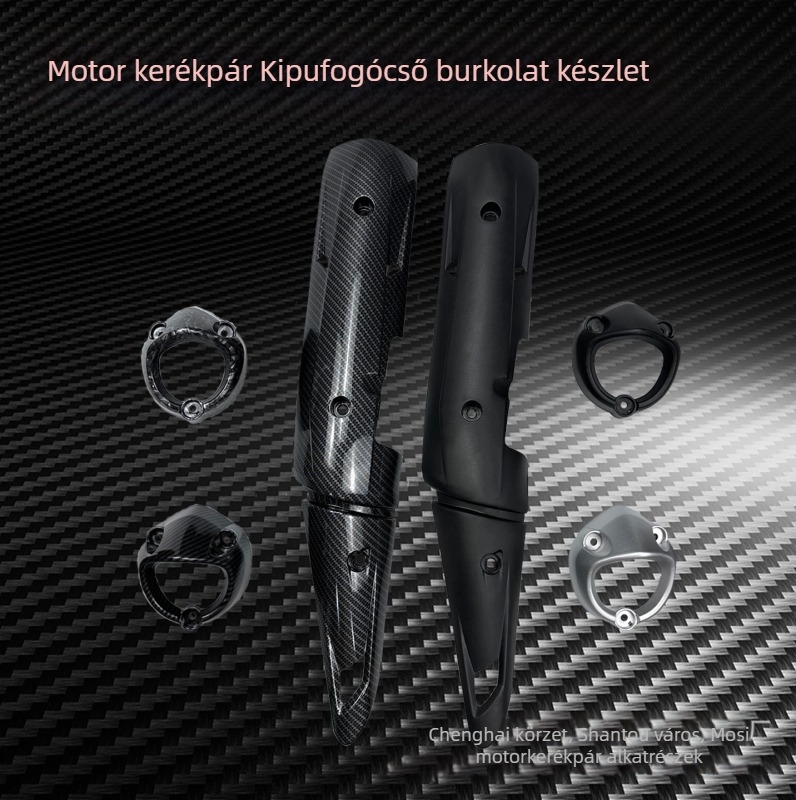 Motorkerékpár kipufogócső fedél MX-S002, szélálló, karbon rost mintázat, univerzálisan kompatibil, MX márka