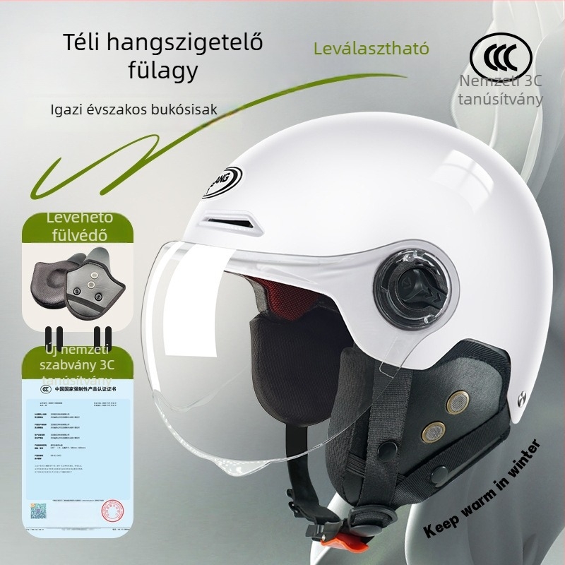 3C-tanúsítvánnyal rendelkező elektromos motor sisak, fél sisak, minden évszakra, ABS héj, PC lencse, EPS sűrített buffer, Emperor Wolf