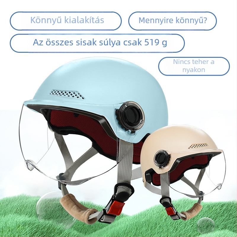 Elektromos motorkerékpár sisak, ABS, 3C tanúsítvány, fél sisak, felnőtteknek, minden évszak, ingázáshoz