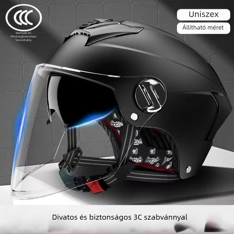 GB811-2022b tanúsítvánnyal rendelkező nyári sisak elektromos járművekhez, dupla vizorral, uniszex, motorkerékpár, minden évszak