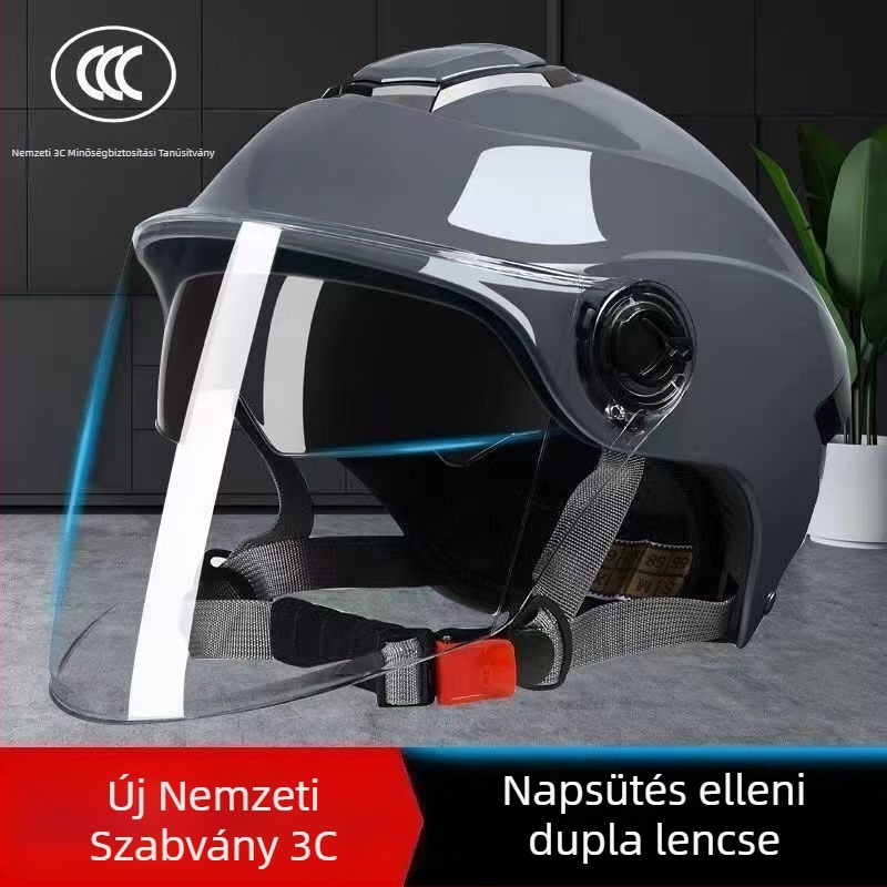 GB811-2022b tanúsítvánnyal rendelkező nyári sisak elektromos járművekhez, dupla vizorral, uniszex, motorkerékpár, minden évszak