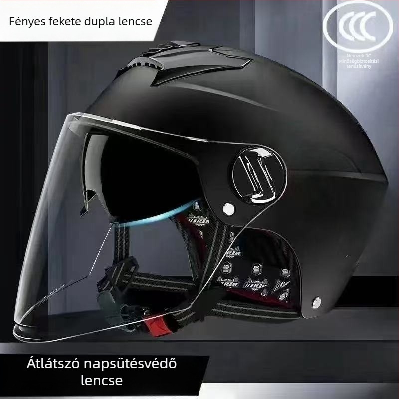 GB811-2022b tanúsítvánnyal rendelkező nyári sisak elektromos járművekhez, dupla vizorral, uniszex, motorkerékpár, minden évszak