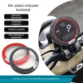 Műszerfalvédő fedél elektromos járműhöz, vízálló, dekoratív védőburkolat, modell U2/U1D, szénszálas hatású, vörös felülettel