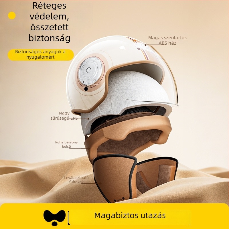Elektromos járműre való sisak, ABS, 3/4 stílus, téli meleg és szélálló, GB811-2022B tanúsított