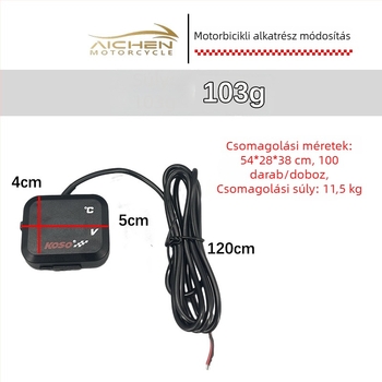 Motorkerékpár hőmérő-voltmetró USB, 12-24V, 3A töltő, Modell JTT-001