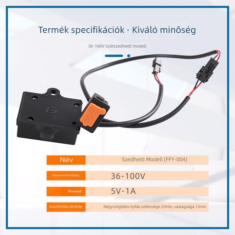 Feierpu FFY-004 USB töltő elektromos járművekhez és motorkerékpárokhoz - közvetlen töltés, 5V 1A, bemenet 36-100V