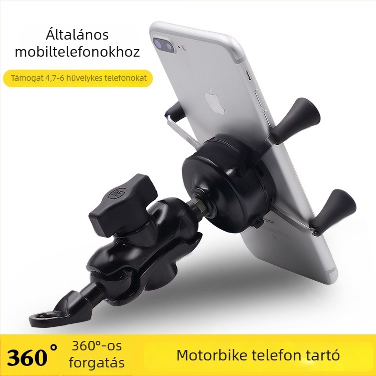 Telefon-tartó motorkerékpárhoz és elektromos kerékpárhoz — alumínium ötvözet alap, modell CS-416C1, márka Wupp, navigációhoz