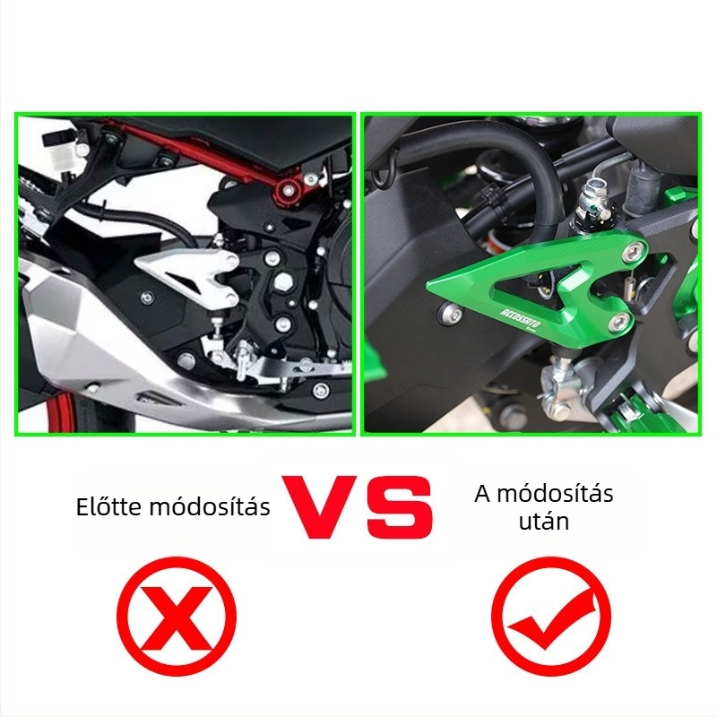 Elülső lábvédő Kawasaki Ninja 500-höz — díszítő oldalsó panel, égési sérülés elleni védelem