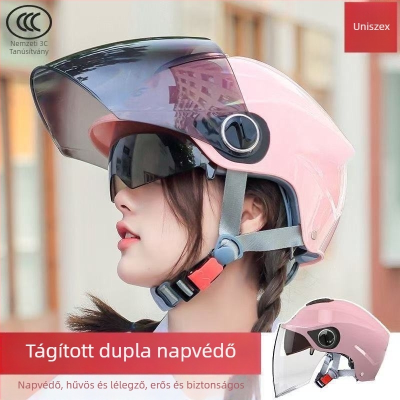 Kétlencsés elektromos jármű sisak, lélegző, uniszex, nyári napvédelem, egész éves biztonság
