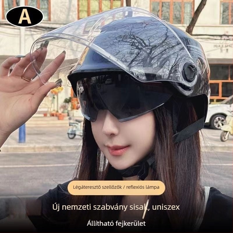 Kétlencsés elektromos jármű sisak, lélegző, uniszex, nyári napvédelem, egész éves biztonság