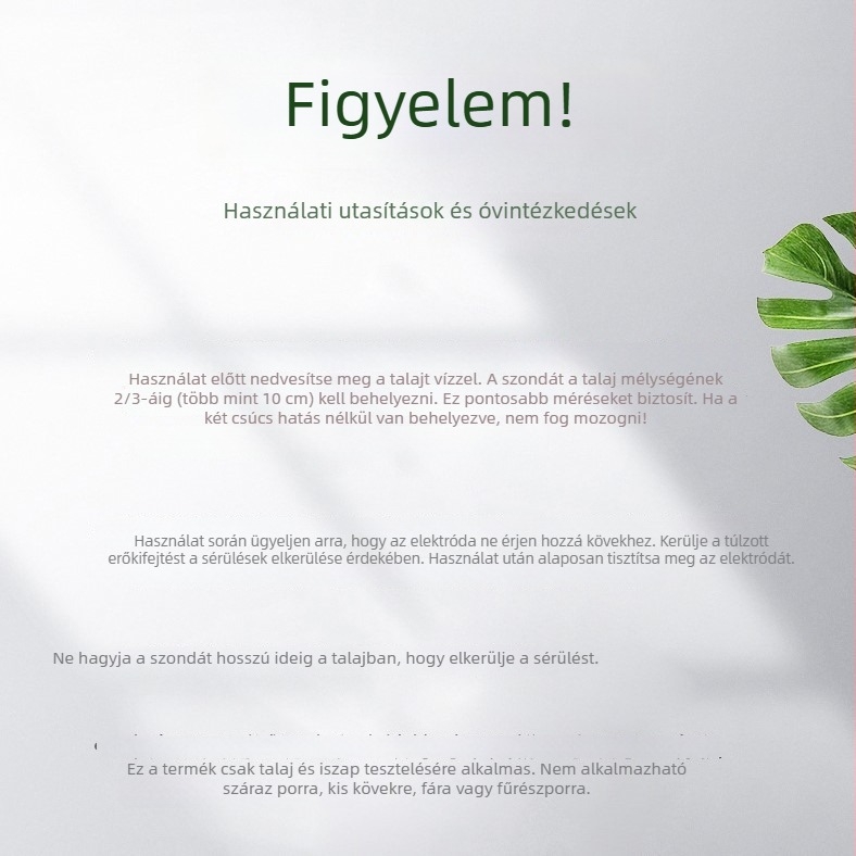 40 cm hosszú talajnedvesség-mérő, cserép- és kertészeti használatra
