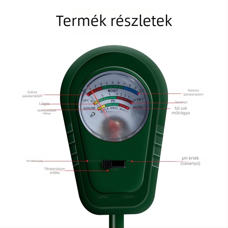 Talaj háromfunkciós termékenységmérő: pH, páratartalom és tápanyag-érzékelés