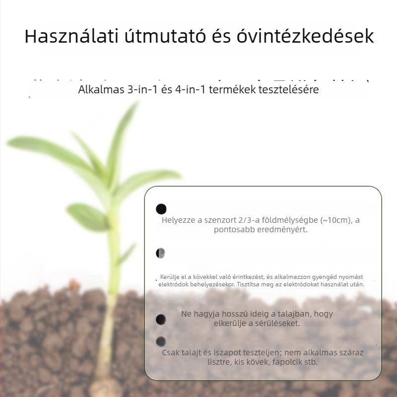 Talaj háromfunkciós termékenységmérő: pH, páratartalom és tápanyag-érzékelés