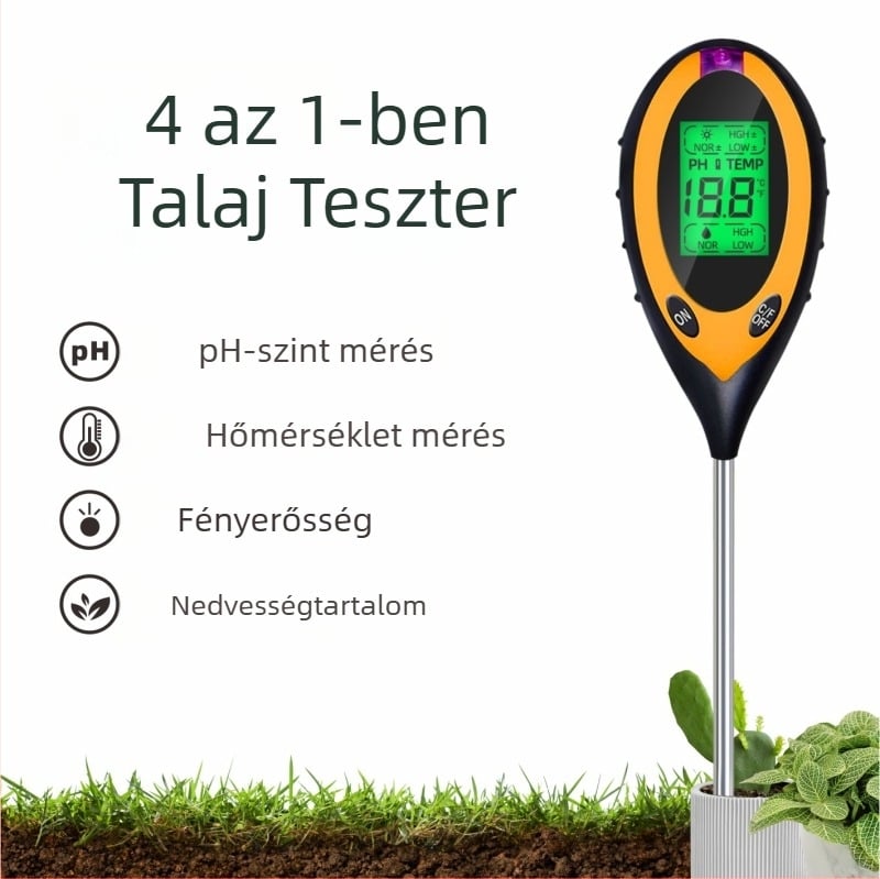 Sph004 Négyfunkciós talajdetektor: pH, nedvesség, fény és hőmérséklet