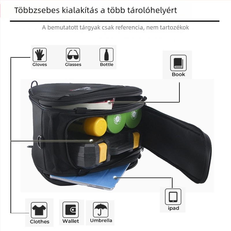 Motorkerékpár táska hátsó rekesz és tank táska, vízálló crossbody és oldalsó zsebek