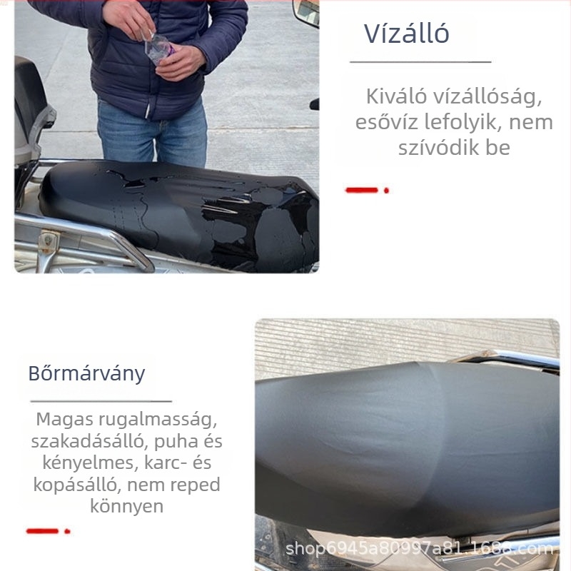 Vízálló bőr ülés párnahuzat, fleece-béléssel, kétoldalas, magas rugalmasságú, univerzálisan illeszkedik elektromos járművekhez, motorkerékpárokhoz és robogókhoz