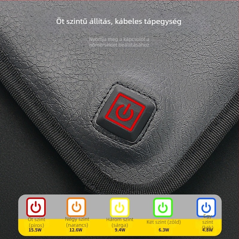 Motorkerékpárhoz való elektromos fűtő párna három fokozatú hőmérsékletszabályozással, vízálló, csúszásmentes, melegen tartó, 12V