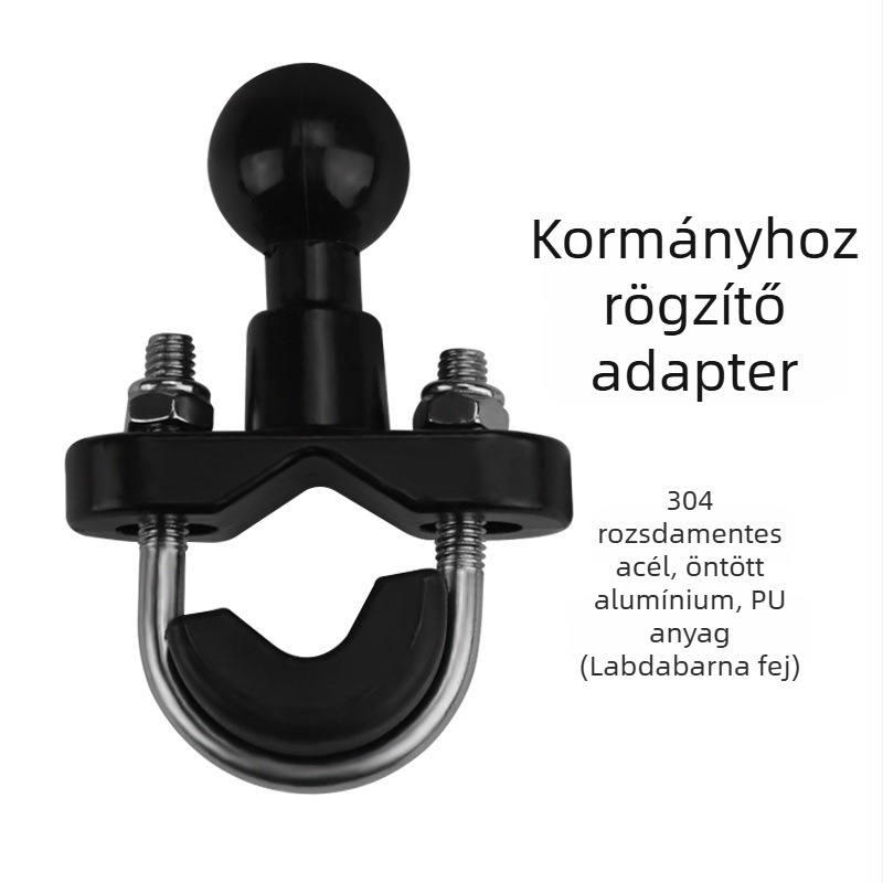 Motoros telefon-tartó 23 mm gömbfejjel, kormányra szerelhető, visszapillantóhoz illeszkedő, kormánymódosító alkatrész
