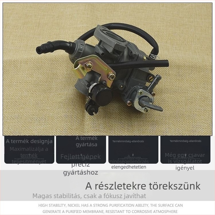 Motorkerékpár karburátor, Mogelon márka, DY100 modell, termékkód JB-DY100HYQ, alkalmas motorkerékpárokhoz, üzemanyag- és olaj-gáz keverék, szabályozható arány
