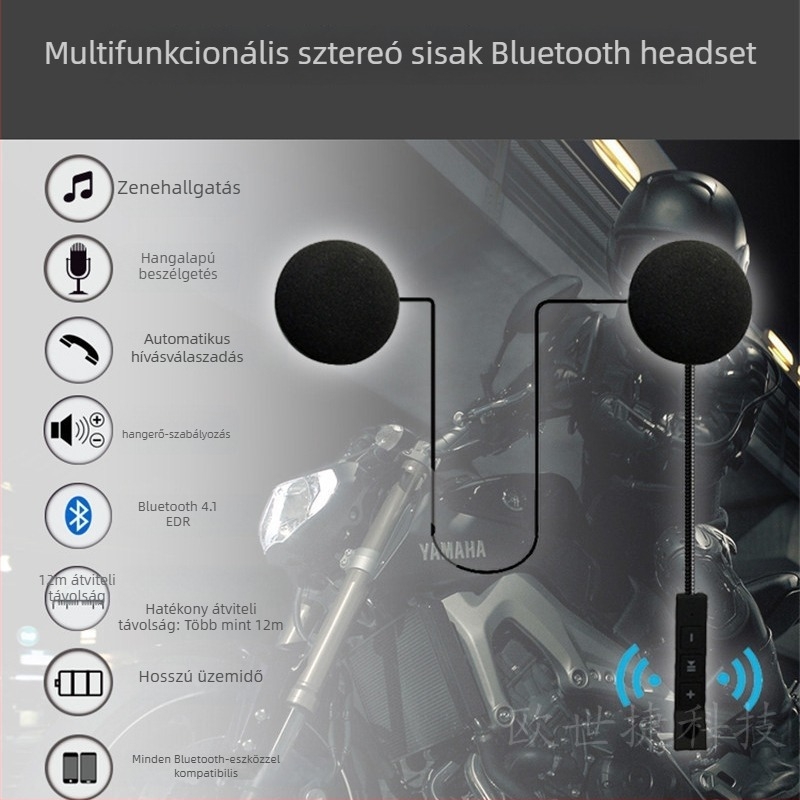 Motorkerékpár sisak Bluetooth headset, sztereó hangzás, sisakhoz rögzített, Bluetooth 5.0, 10 m hatótávolság, 4–8 óra akkumulátor-élettartam