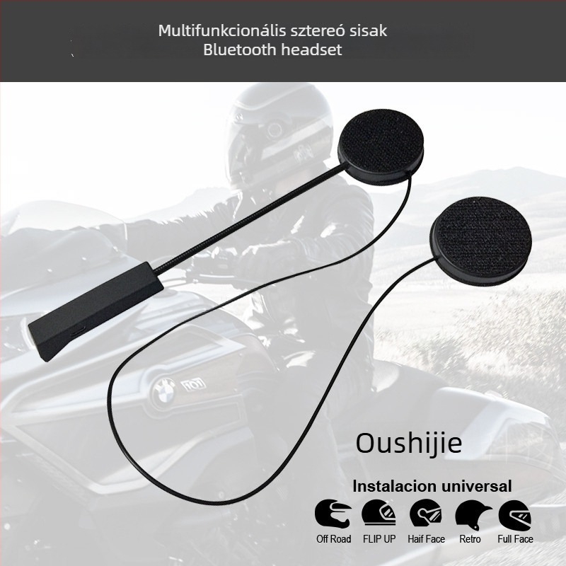 Motorkerékpár sisak Bluetooth headset, sztereó hangzás, sisakhoz rögzített, Bluetooth 5.0, 10 m hatótávolság, 4–8 óra akkumulátor-élettartam