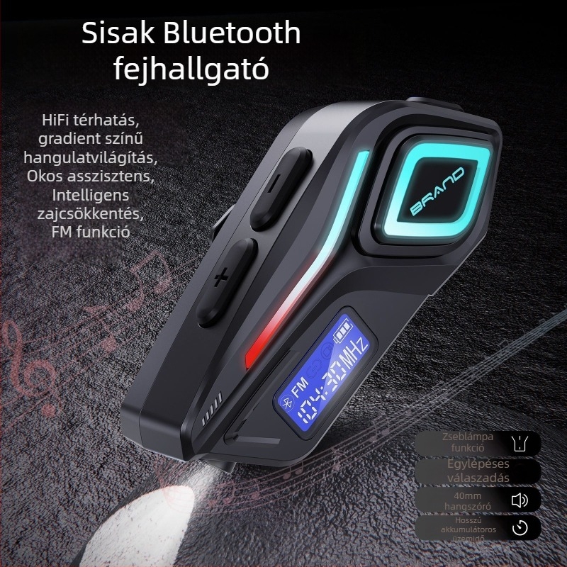 Motorkerékpár sisak Bluetooth fülhallgató interkommal — Bluetooth 5.0, 10 m hatótáv, sztereó hang, 40 órás akkumulátor-élettartam