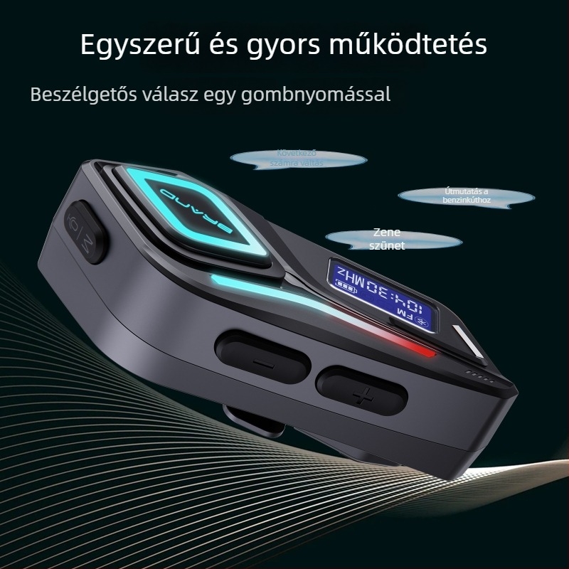 Motorkerékpár sisak Bluetooth fülhallgató interkommal — Bluetooth 5.0, 10 m hatótáv, sztereó hang, 40 órás akkumulátor-élettartam