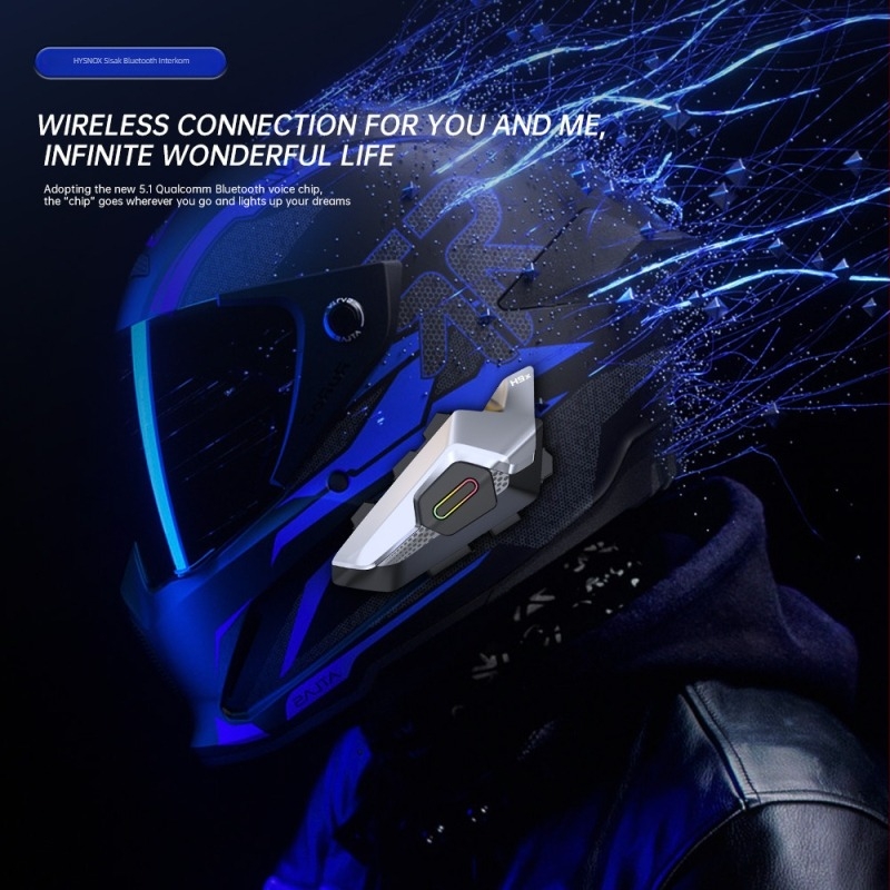 Motorkerékpár sisak Bluetooth interkom – 10 fős csoportos interkom, 2 km hatótáv, Bluetooth 5.1, vízálló és porálló, többmódos váltás