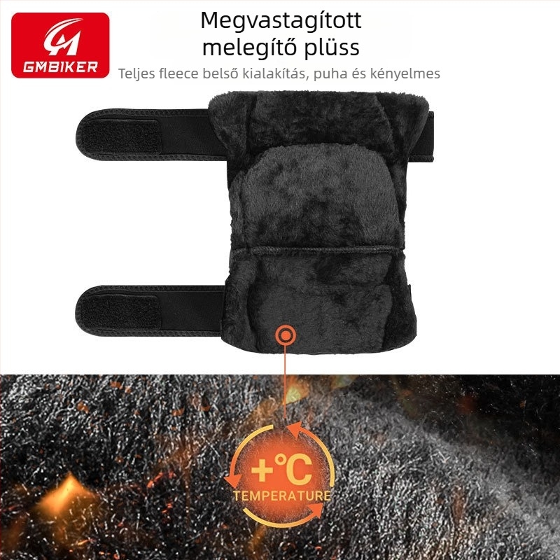 GMBIKER téli motorkerékpáros térd- és könyökvédők, fleece bélés, megvastagított, szélálló, CE2 szint, PP anyag