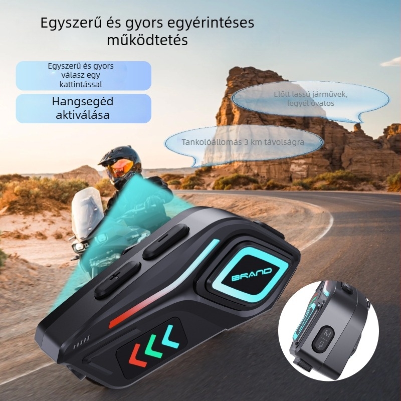 Motorkerékpár sisak Bluetooth fejhallgató zajszűréssel, zene és hívások, interkom, sztereó hang, 10 m hatótáv, Bluetooth 5.4, hangvezérlés, sisakra szerelhető, vízálló
