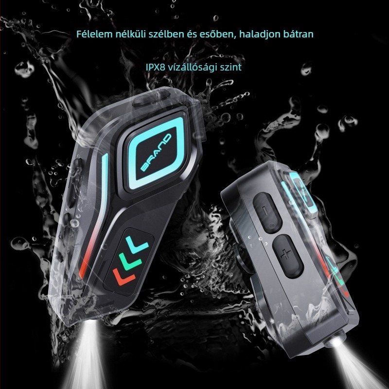 Motorkerékpár sisak Bluetooth fejhallgató zajszűréssel, zene és hívások, interkom, sztereó hang, 10 m hatótáv, Bluetooth 5.4, hangvezérlés, sisakra szerelhető, vízálló