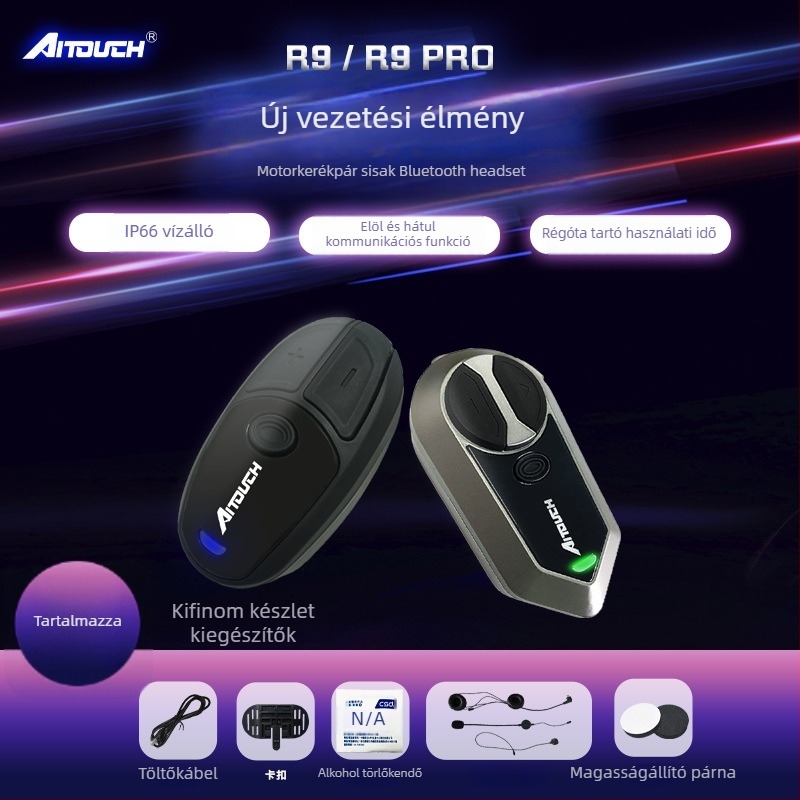 Motorkerékpár sisak Bluetooth headset – Vízálló, Interkom, 10 m hatótáv, Bluetooth 1.1, Akkumulátor-élettartam 300