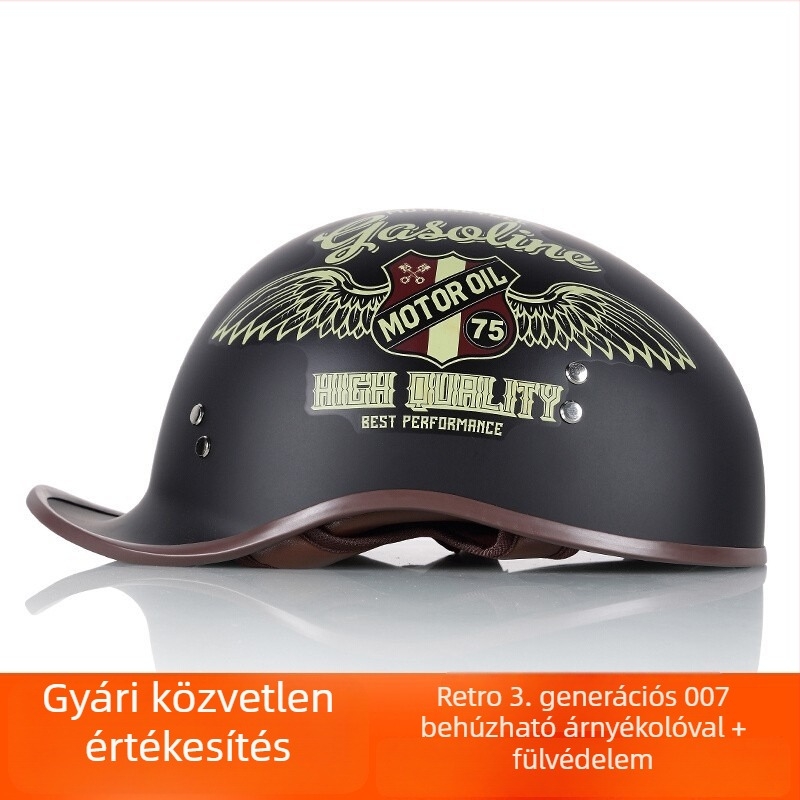 Motorkerékpár fél sisak, retro könnyű, négy évszakos uniszex (ABS, 3C tanúsítvány)