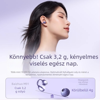 Bluetooth nyitott fülcsipeszes vezeték nélküli fülhallgató Huaweihez, levegővezetéses technológia, sztereó, IPX7, 10 m hatótáv, 4–8 óra üzemidő (2024 modell)