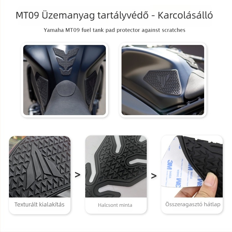 Otilli Yamaha MT-09 Csúszásmentes Tankoldali Pad Matrica, Vízálló Gumiból Készült, Karcolásvédelem