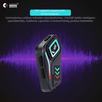 Motorkerékpár sisakhoz tartozó vezeték nélküli fejhallgató interkommal és zenével - Vízálló, 40 órás akkumulátor élettartam, Bluetooth 5.4, 10 m hatótávolság, sztereó mindkét fülre