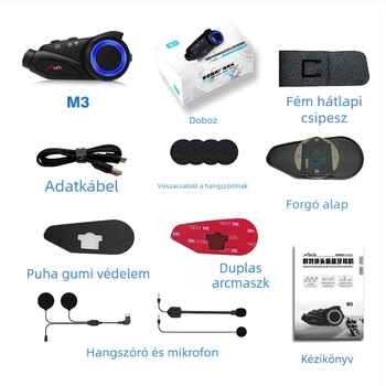 Maxto M3 sisak Bluetooth fülhallgató: interkom 6 személynek, 1000 m hatótáv, 360° forgás, Bluetooth 5.0, üzemidő 36 óra