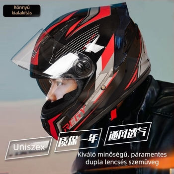AWN teljes arcú motorkerékpár sisak, PP anyag, dupla plexi, minden évszakra, CE tanúsítvány
