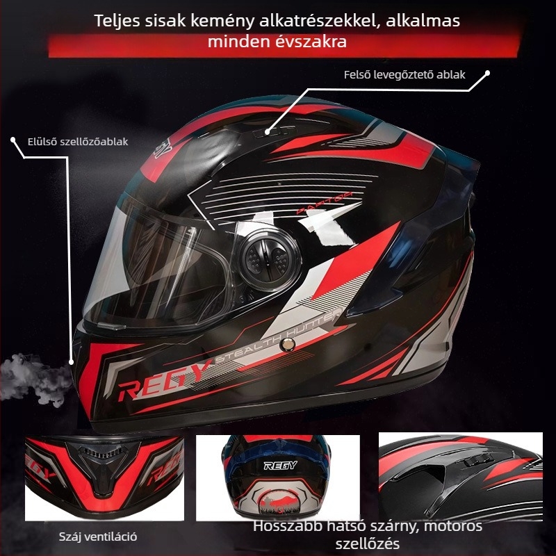 AWN teljes arcú motorkerékpár sisak, PP anyag, dupla plexi, minden évszakra, CE tanúsítvány
